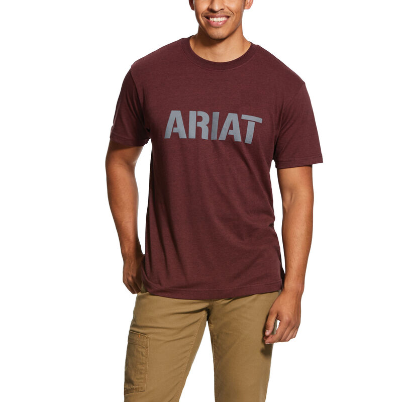 Ariat T-Shirts Herren - Rebar Cotton Strong Block Bordeaux ( FRTDU-0356 )